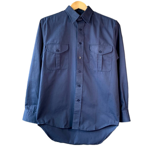 Vintage Work Master Tough Series Long Sleeve Causal Shirt Minimal Navy Classic